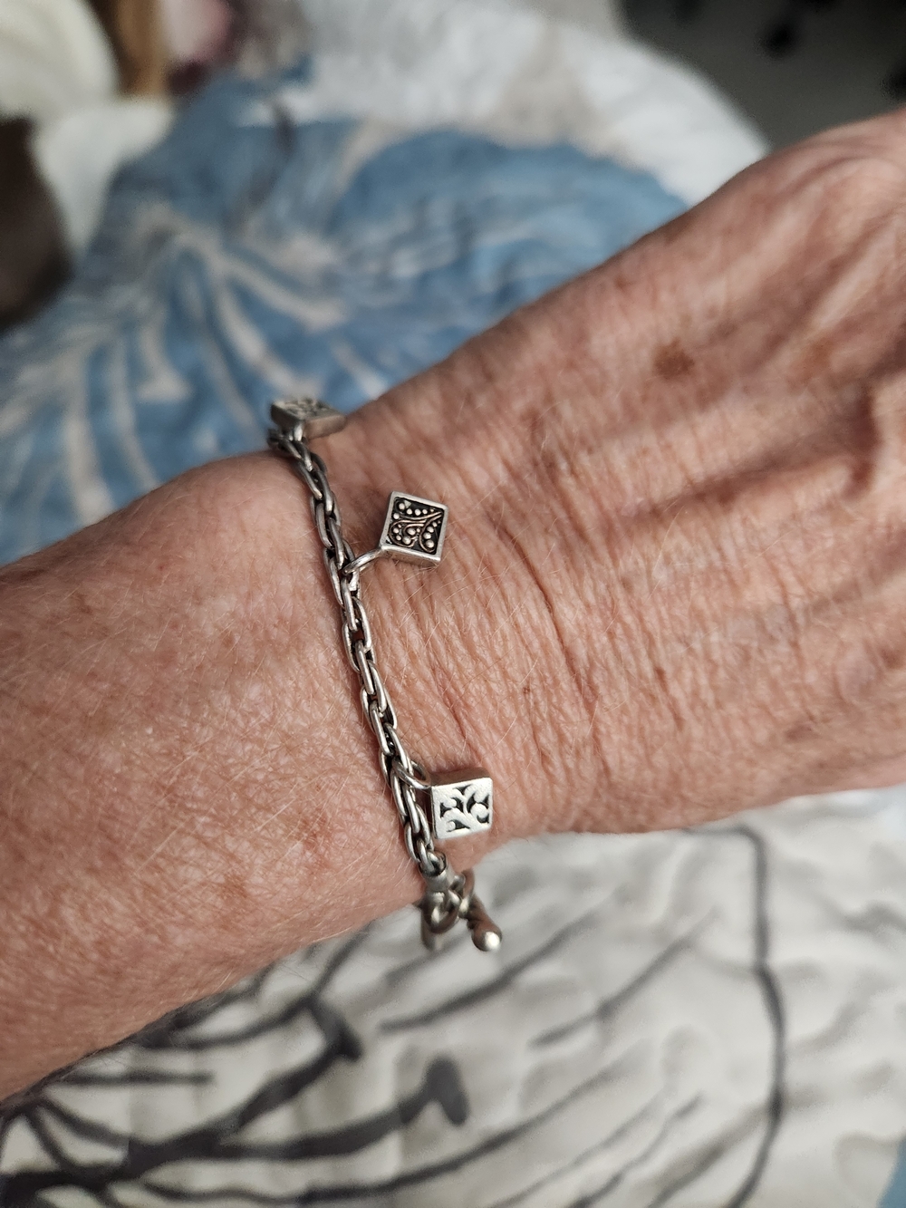 Lois Hill Sterling Silver Square Charm Bracelet